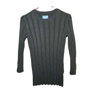 🩶 Simply Vera‎ Wang Gray Stretch Sweater Women's Size M Button Sleeve Accents🩶